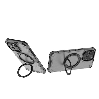 For iPhone 15 Pro Max Case Rotating Kickstand PC+TPU Phone Cover Compatible with MagSafe