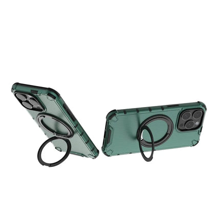 For iPhone 15 Pro Max Case Rotating Kickstand PC+TPU Phone Cover Compatible with MagSafe