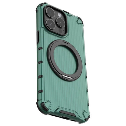 For iPhone 15 Pro Max Case Rotating Kickstand PC+TPU Phone Cover Compatible with MagSafe