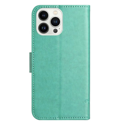 For iPhone 16 Pro Case PU Leather Wallet Phone Cover Butterfly Flower Pattern
