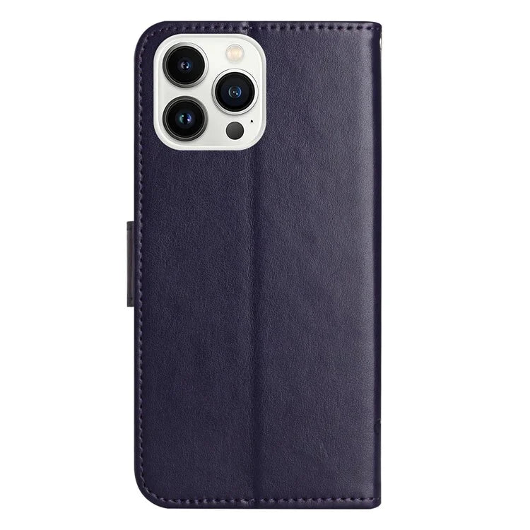 For iPhone 16 Pro Case PU Leather Wallet Phone Cover Butterfly Flower Pattern