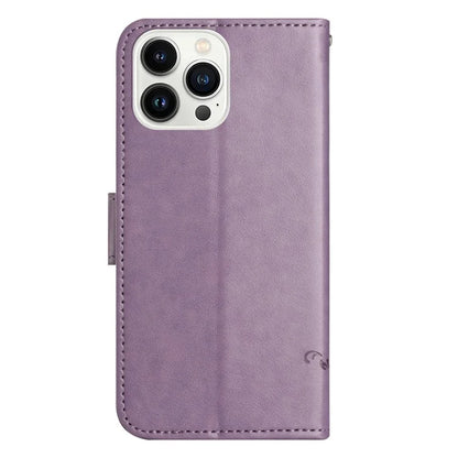 For iPhone 16 Pro Case PU Leather Wallet Phone Cover Butterfly Flower Pattern