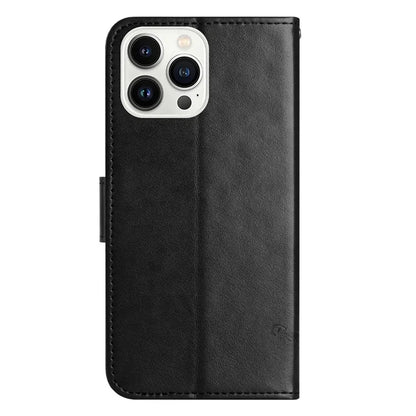 For iPhone 16 Pro Case PU Leather Wallet Phone Cover Butterfly Flower Pattern