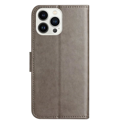 For iPhone 16 Pro Case PU Leather Wallet Phone Cover Butterfly Flower Pattern