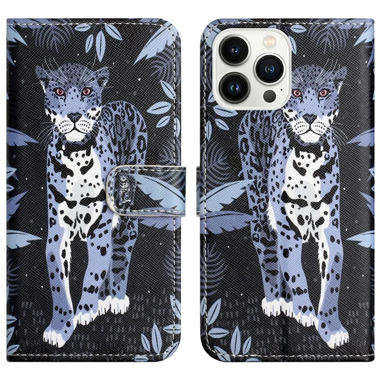 For iPhone 16 Pro Leather Phone Case Cross Texture Pattern Printing