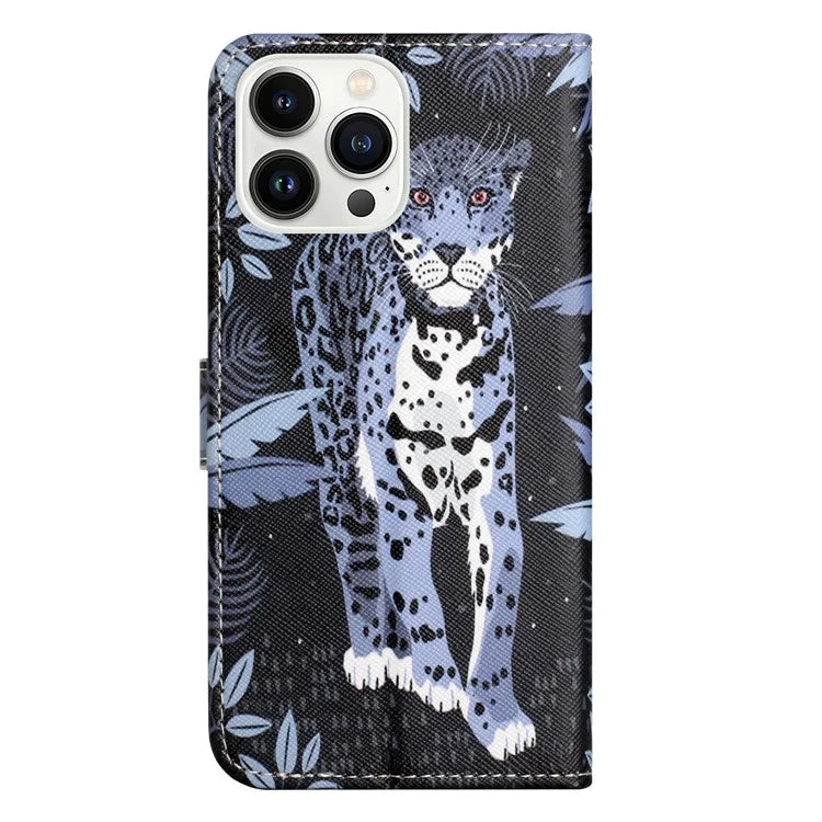 For iPhone 16 Pro Leather Phone Case Cross Texture Pattern Printing