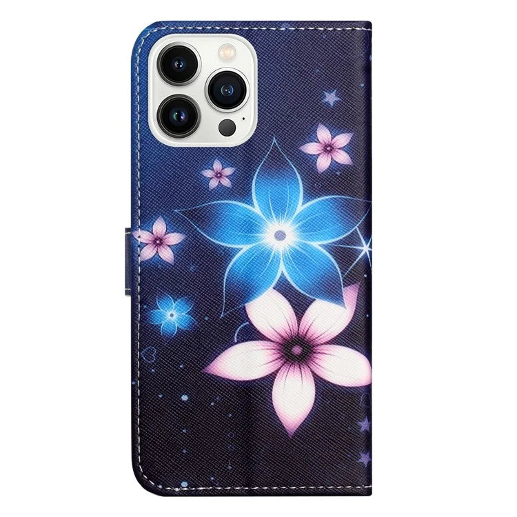 For iPhone 16 Pro Leather Phone Case Cross Texture Pattern Printing
