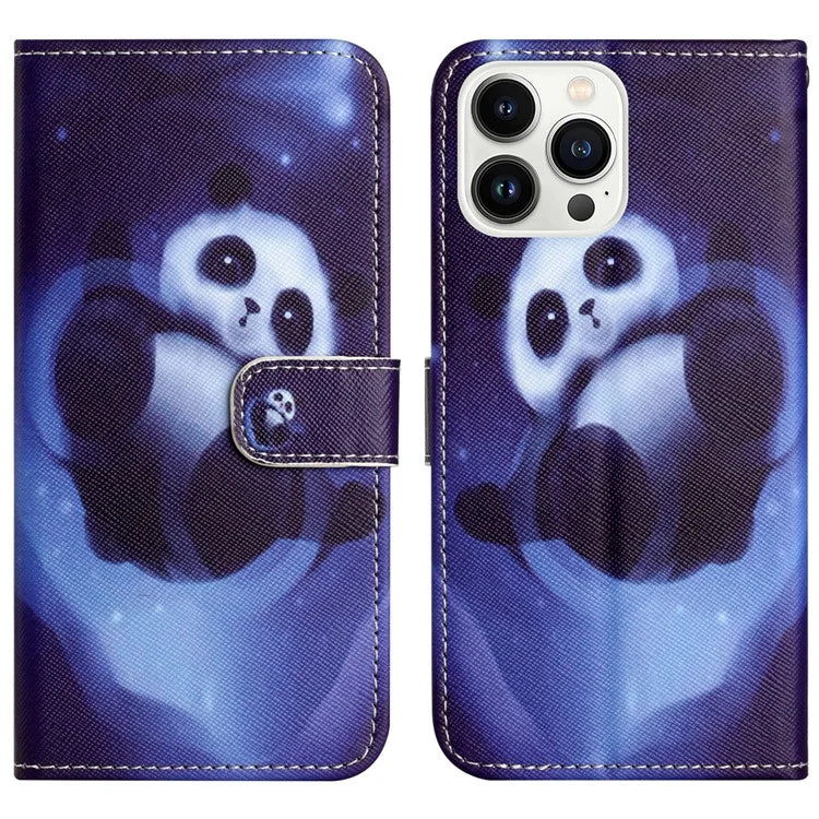 For iPhone 16 Pro Leather Phone Case Cross Texture Pattern Printing