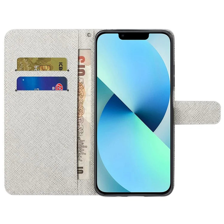For iPhone 16 Pro Leather Phone Case Cross Texture Pattern Printing