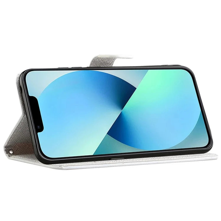 For iPhone 16 Pro Leather Phone Case Cross Texture Pattern Printing