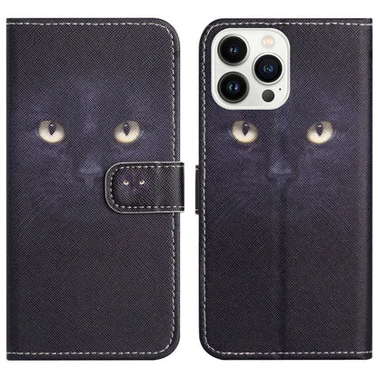 For iPhone 16 Pro Leather Phone Case Cross Texture Pattern Printing