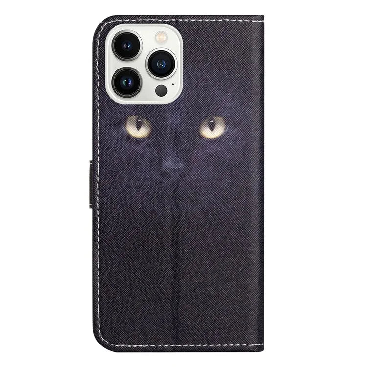 For iPhone 16 Pro Leather Phone Case Cross Texture Pattern Printing