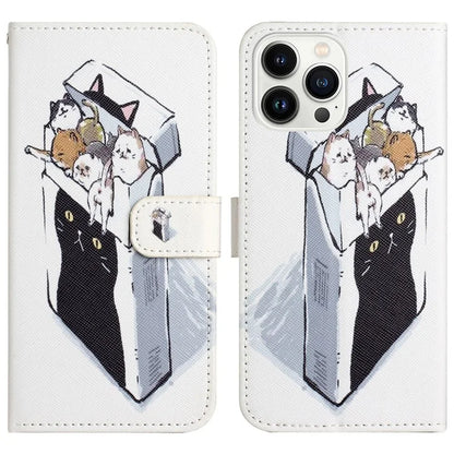 For iPhone 16 Pro Leather Phone Case Cross Texture Pattern Printing