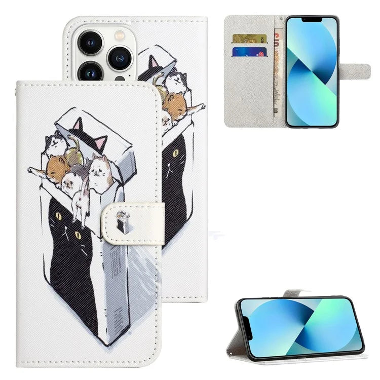 For iPhone 16 Pro Leather Phone Case Cross Texture Pattern Printing