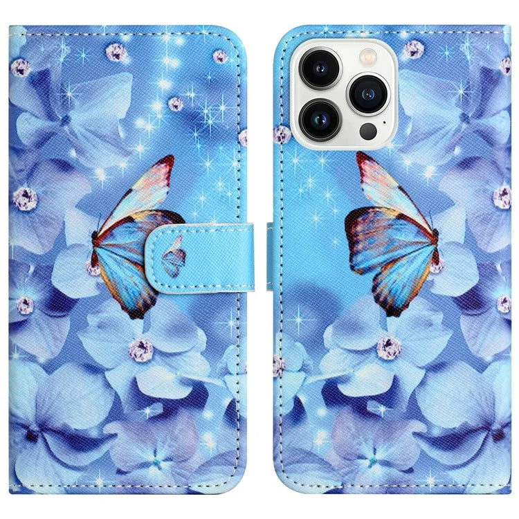 For iPhone 16 Pro Leather Phone Case Cross Texture Pattern Printing