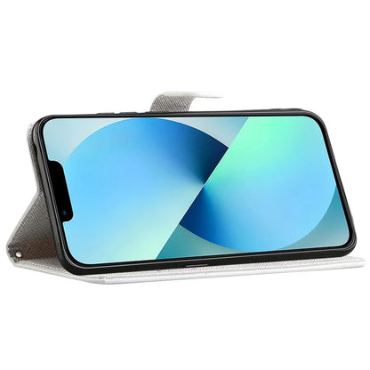 For iPhone 16 Pro Leather Phone Case Cross Texture Pattern Printing