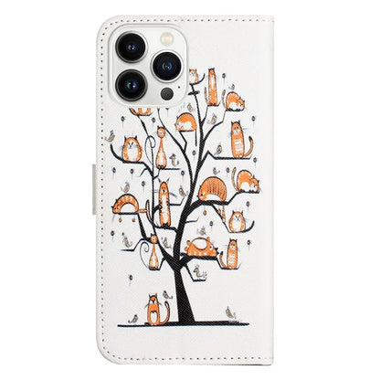 For iPhone 16 Pro Leather Phone Case Cross Texture Pattern Printing