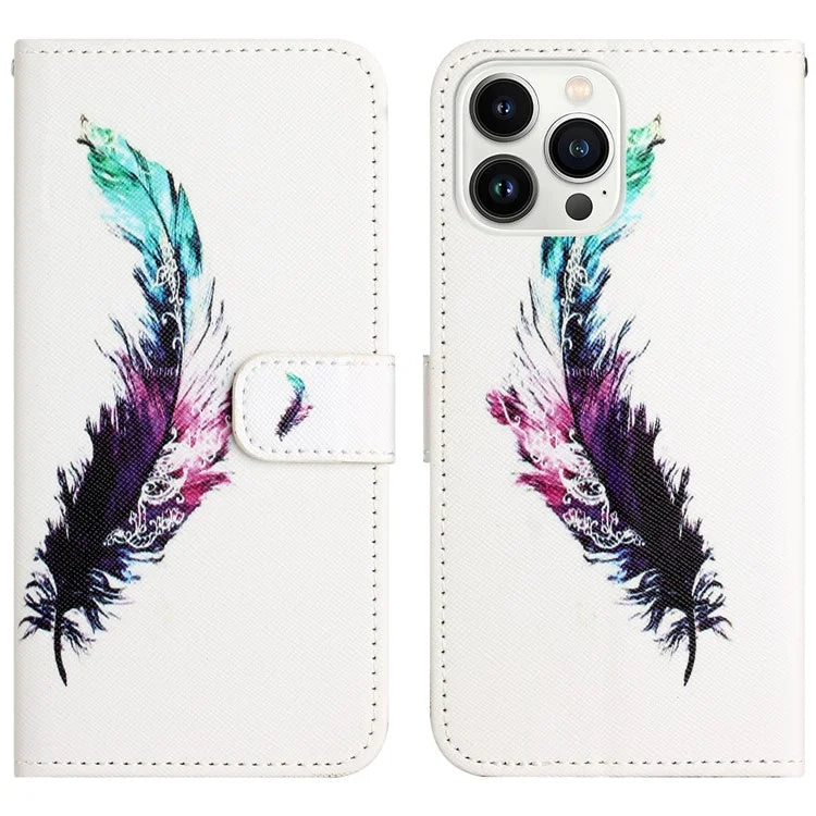 For iPhone 16 Pro Leather Phone Case Cross Texture Pattern Printing
