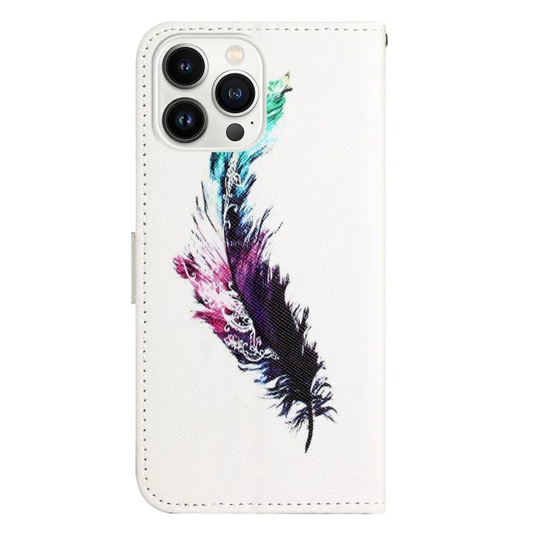 For iPhone 16 Pro Leather Phone Case Cross Texture Pattern Printing