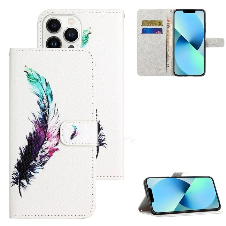For iPhone 16 Pro Leather Phone Case Cross Texture Pattern Printing
