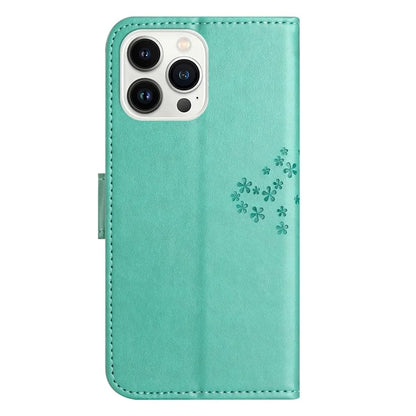 For iPhone 16 Pro Wallet Case PU Leather Owl Tree Imprinted Phone Cover