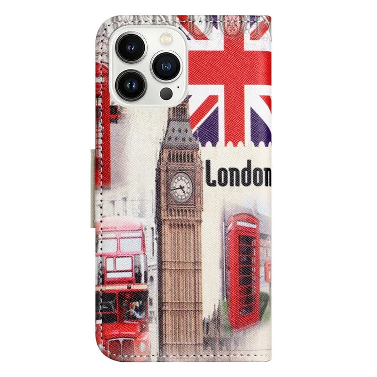For iPhone 16 Pro Case Pattern Printing Cross Texture Phone Leather Cover