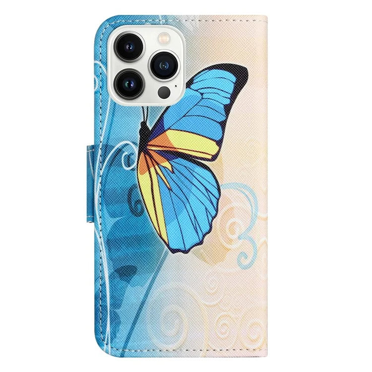 For iPhone 16 Pro Case Pattern Printing Cross Texture Phone Leather Cover