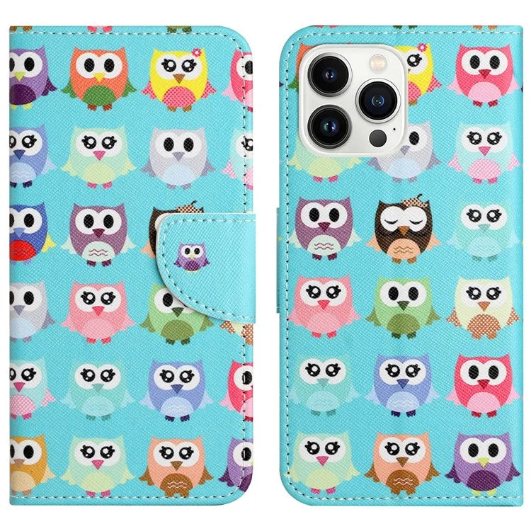 For iPhone 16 Pro Case Pattern Printing Cross Texture Phone Leather Cover