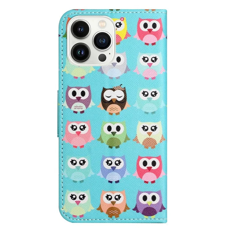 For iPhone 16 Pro Case Pattern Printing Cross Texture Phone Leather Cover