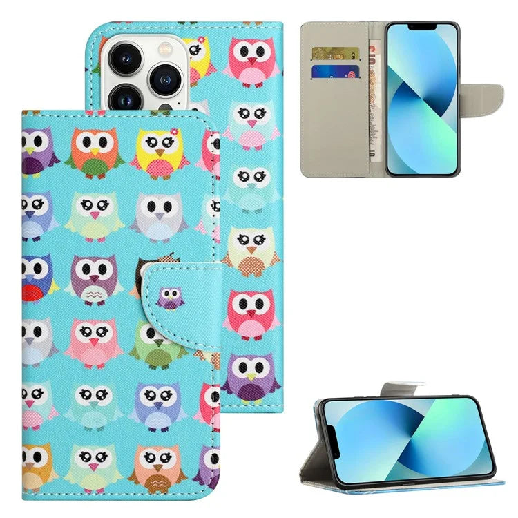 For iPhone 16 Pro Case Pattern Printing Cross Texture Phone Leather Cover