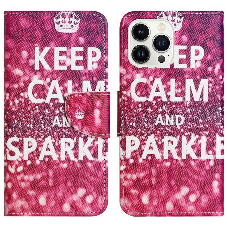 For iPhone 16 Pro Case Pattern Printing Cross Texture Phone Leather Cover
