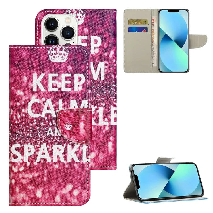 For iPhone 16 Pro Case Pattern Printing Cross Texture Phone Leather Cover