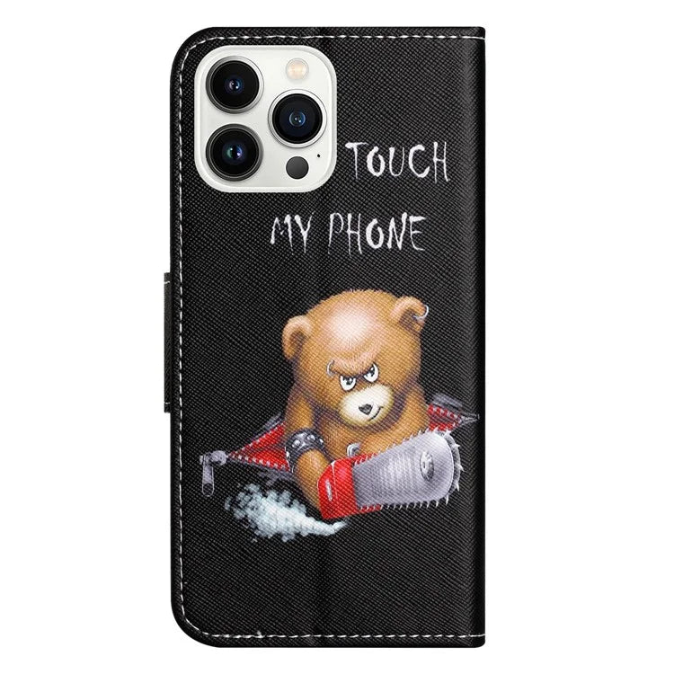 For iPhone 16 Pro Case Pattern Printing Cross Texture Phone Leather Cover