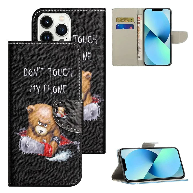 For iPhone 16 Pro Case Pattern Printing Cross Texture Phone Leather Cover