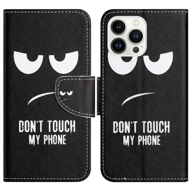 For iPhone 16 Pro Case Pattern Printing Cross Texture Phone Leather Cover