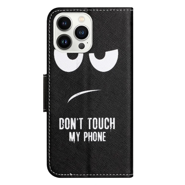 For iPhone 16 Pro Case Pattern Printing Cross Texture Phone Leather Cover