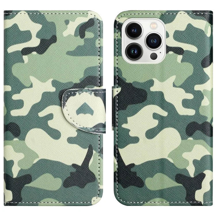 For iPhone 16 Pro Case Pattern Printing Cross Texture Phone Leather Cover