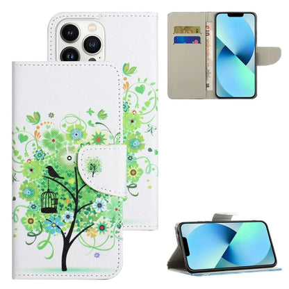 For iPhone 16 Pro Case Pattern Printing Cross Texture Phone Leather Cover