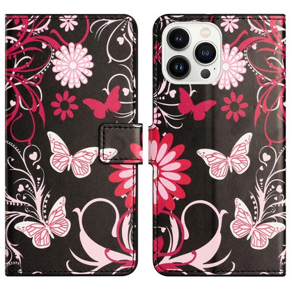 For iPhone 16 Pro Case Pattern Print PU Leather Wallet Flip Phone Cover
