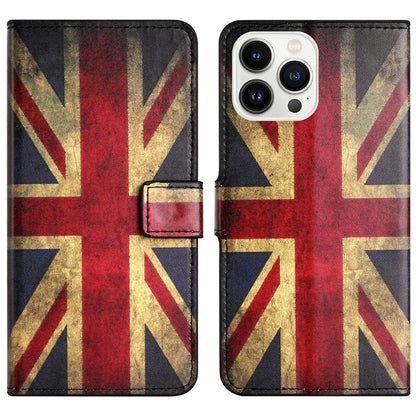 For iPhone 16 Pro Case Pattern Print PU Leather Wallet Flip Phone Cover