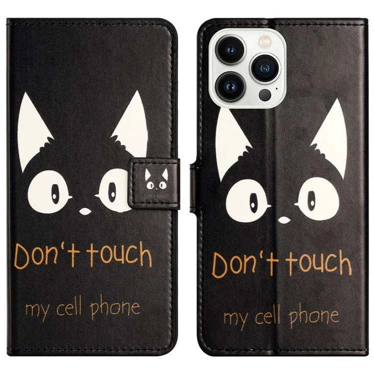 For iPhone 16 Pro Case Pattern Print PU Leather Wallet Flip Phone Cover