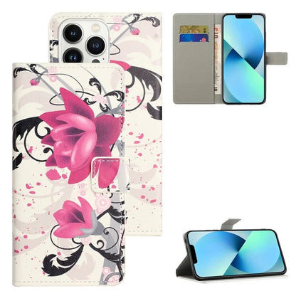 For iPhone 16 Pro Case Pattern Print PU Leather Wallet Flip Phone Cover