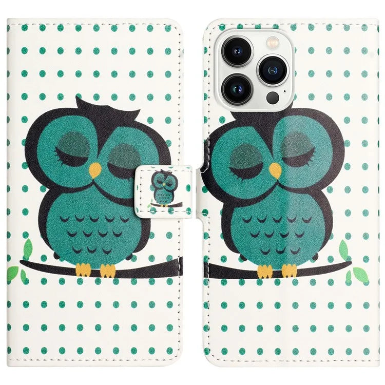 For iPhone 16 Pro Case Pattern Print PU Leather Wallet Flip Phone Cover