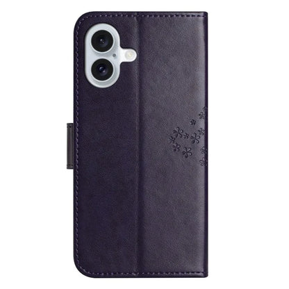 For iPhone 16 Case Wallet PU Leather Protective Phone Cover Owl Tree Pattern