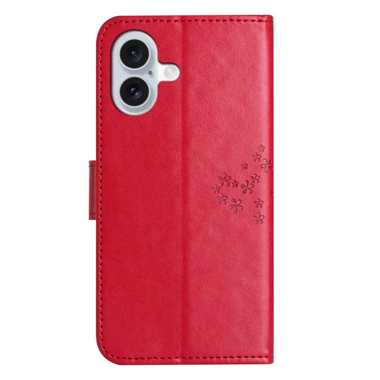 For iPhone 16 Case Wallet PU Leather Protective Phone Cover Owl Tree Pattern