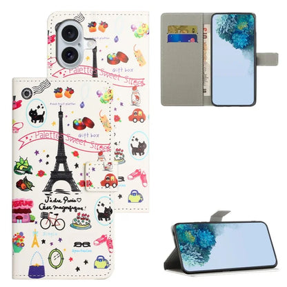 For iPhone 16 Case Pattern Print Leather Phone Cover with Wallet Stand