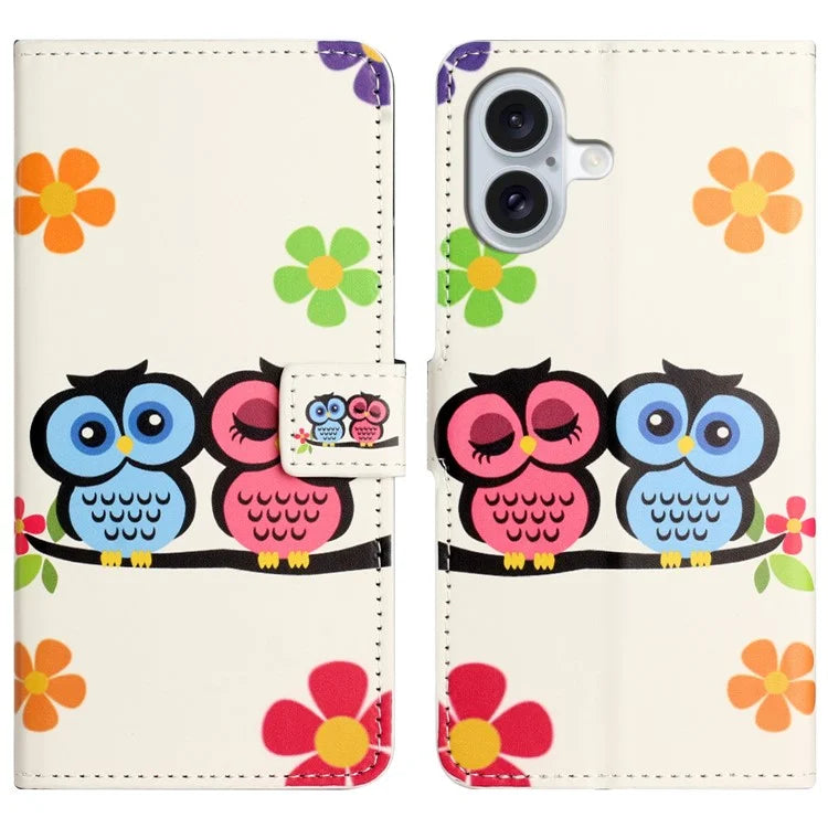 For iPhone 16 Case Pattern Print Leather Phone Cover with Wallet Stand