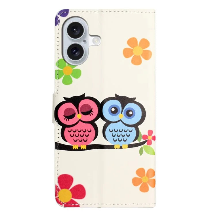 For iPhone 16 Case Pattern Print Leather Phone Cover with Wallet Stand