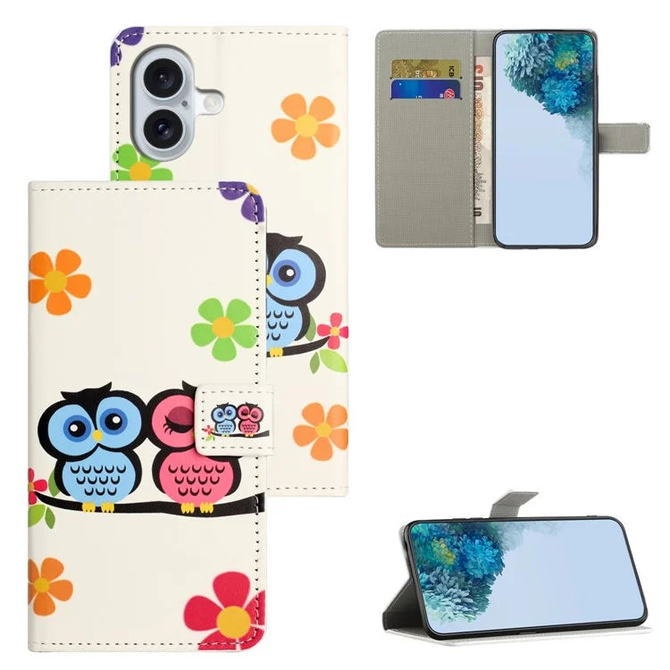 For iPhone 16 Case Pattern Print Leather Phone Cover with Wallet Stand
