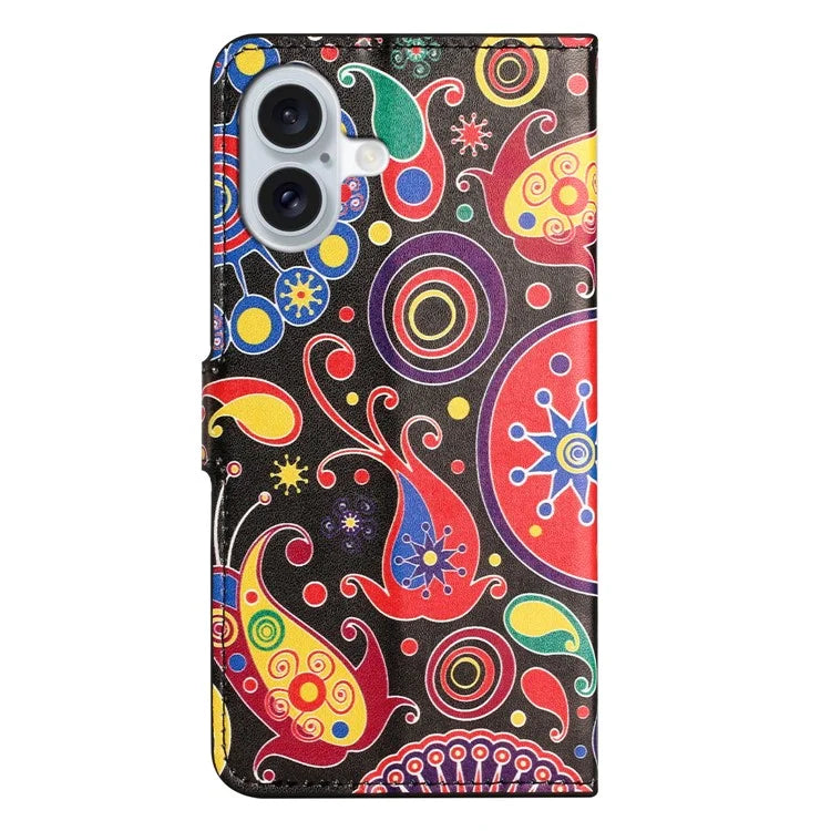 For iPhone 16 Case Pattern Print Leather Phone Cover with Wallet Stand
